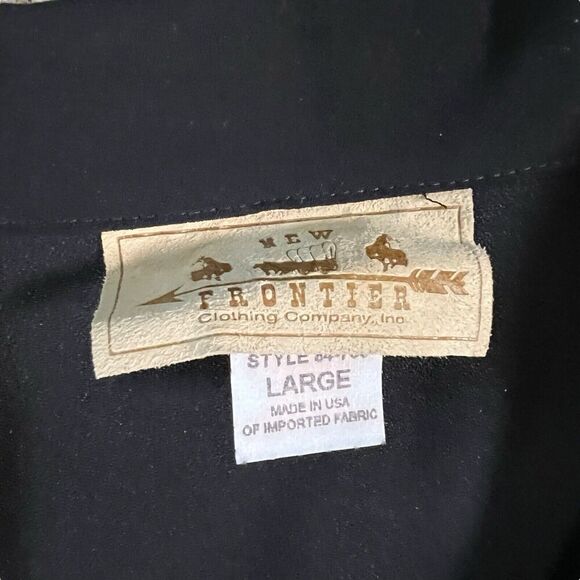 New Frontier Western Crop Black Blazer Jacket Red Floral Embroidery Size Large - Picture 4 of 10